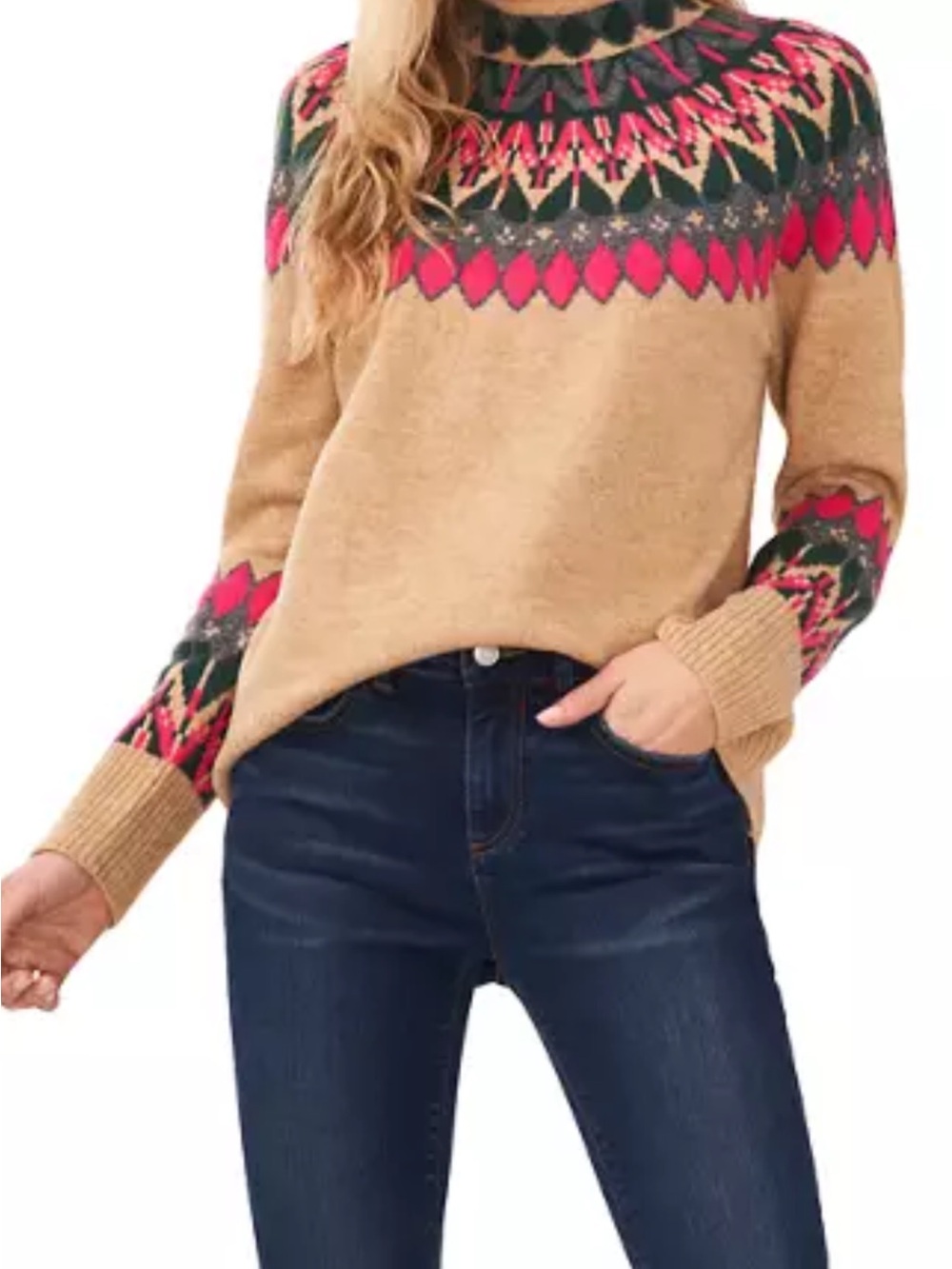 Women’s Sz. M Vince Camuto CeCe Long Sleeve Mock Neck Fairisle Sweater